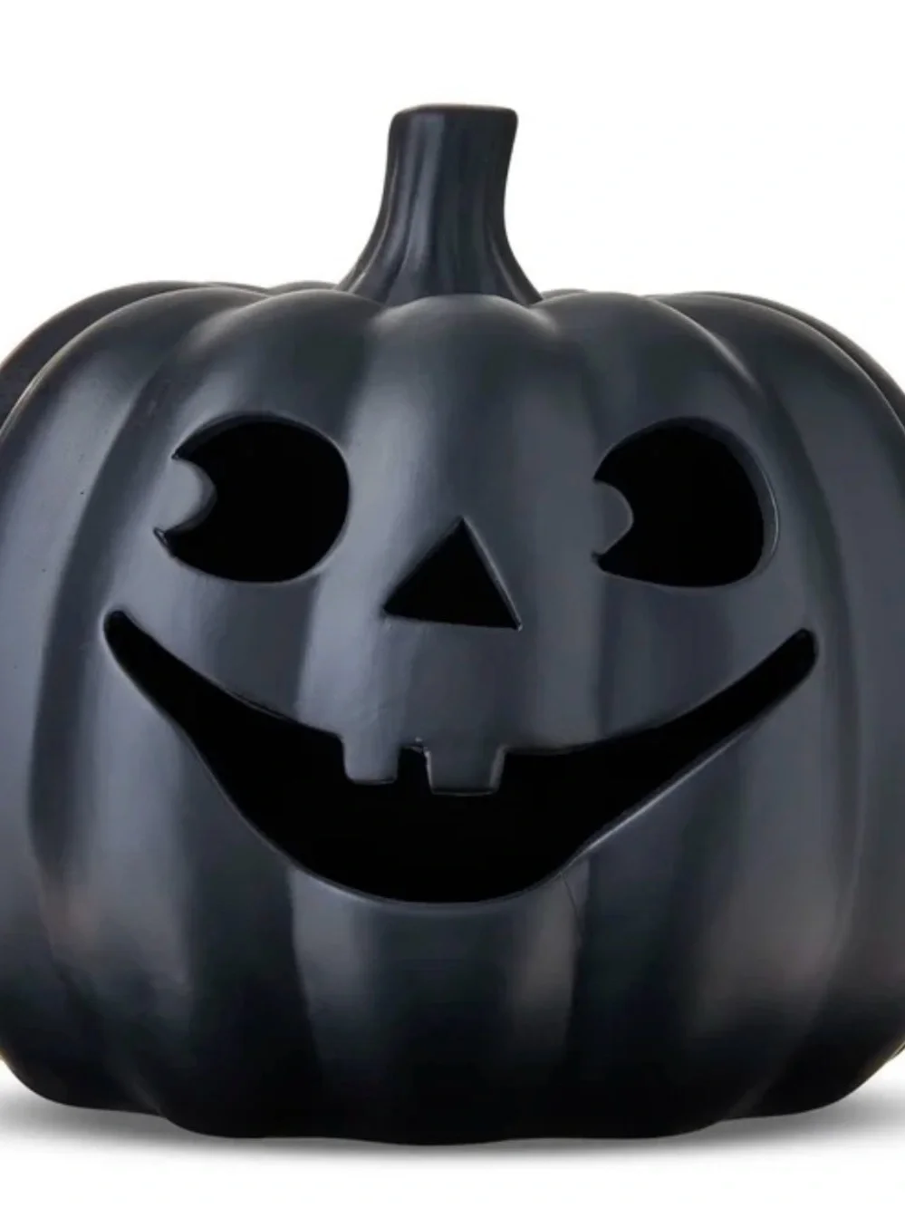 Black Jack-O'-Lantern Ceramic Pumpkin Décor - Halloween Accent